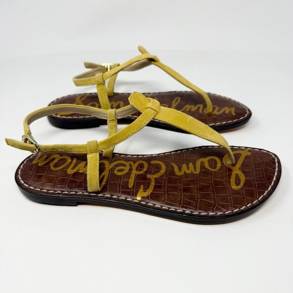 Sam Edelman Gigi Strappy Thong Sandals Yellow Leather Sz 6 Beach Summer Casual - Picture 5 of 7